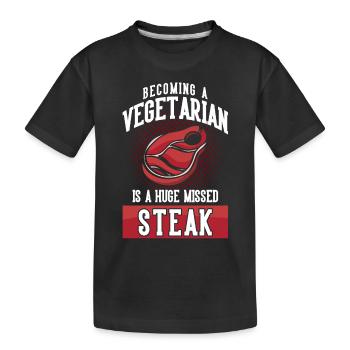 Fleischliebhaber Spruch Lustiges BBQ Fleisch Steak - Kinder Premium Bio T-Shirt - Schwarz - Vorne