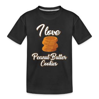 J’adore les biscuits au beurre de cacahuète - T-shirt bio Premium Enfant - noir - Devant
