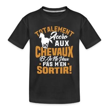 Totalement accro aux chevaux - T-shirt bio Premium Enfant - noir - Devant
