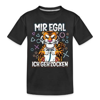 Mir Egal Ich Geh Zocken Gaming - Kinder Premium Bio T-Shirt - Schwarz - Vorne