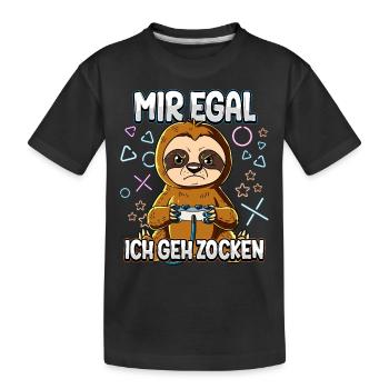 Mir Egal Ich Geh Zocken Gaming - Kinder Premium Bio T-Shirt - Schwarz - Vorne