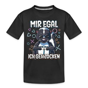 Mir Egal Ich Geh Zocken Gaming - Kinder Premium Bio T-Shirt - Schwarz - Vorne