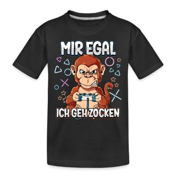 Mir Egal Ich Geh Zocken Gaming - Kinder Premium Bio T-Shirt - Schwarz - Vorne