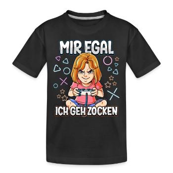 Mir Egal Ich Geh Zocken Gaming - Kinder Premium Bio T-Shirt - Schwarz - Vorne