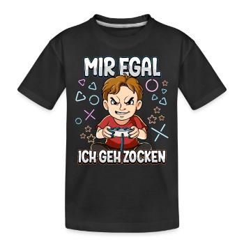 Mir Egal Ich Geh Zocken Gaming - Kinder Premium Bio T-Shirt - Schwarz - Vorne