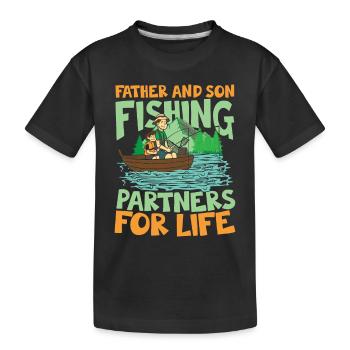 Father And Son Fishing Partners For Life - Kinder Premium Bio T-Shirt - Schwarz - Vorne