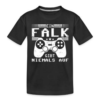 Falk Gaming Konsole PC Gamer Geschenk - Kinder Premium Bio T-Shirt - Schwarz - Vorne