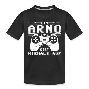 Arno Gaming Konsole PC Gamer Geschenk - Kinder Premium Bio T-Shirt - Schwarz - Vorne