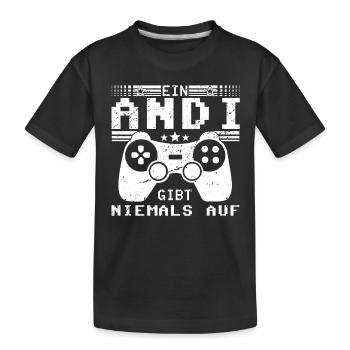 Andi Gaming Konsole PC Gamer Geschenk - Kinder Premium Bio T-Shirt - Schwarz - Vorne