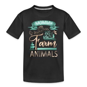 Maman qui aime les animaux de ferme - Cow Pig Goat Lover - T-shirt bio Premium Enfant - noir - Devant