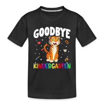 Goodbye Kindergarten Tiger Einschulung Schule - Kinder Premium Bio T-Shirt - Schwarz - Vorne