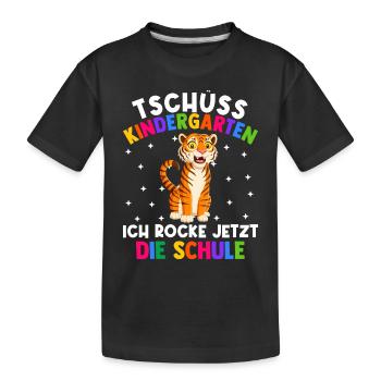 Bye Kindergarten Einschulung Schulkind Tiger - Kinder Premium Bio T-Shirt - Schwarz - Vorne