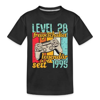 Level 28 freigeschaltet legendär seit 1995 - Kinder Premium Bio T-Shirt - Schwarz - Vorne