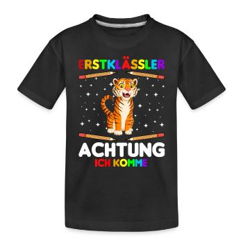 Erstklässler Achtung ich komme - Kinder Premium Bio T-Shirt - Schwarz - Vorne