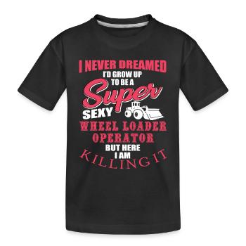 Drôle de cadeau de conducteur de chargeuse sur pneus - T-shirt bio Premium Enfant - noir - Devant