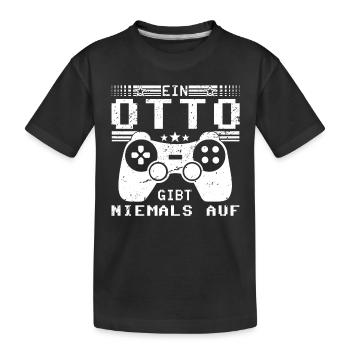 Otto Gaming Konsole PC Gamer Geschenk - Kinder Premium Bio T-Shirt - Schwarz - Vorne