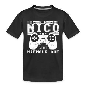 Nico Gaming Konsole PC Gamer Geschenk - Kinder Premium Bio T-Shirt - Schwarz - Vorne