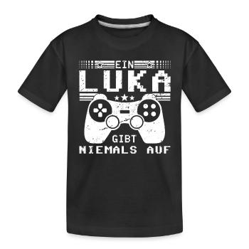 Luka Gaming Konsole PC Gamer Geschenk - Kinder Premium Bio T-Shirt - Schwarz - Vorne