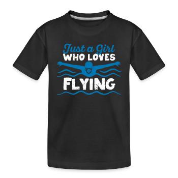 Just A Girl Who Loves Flying Swimming Funny Swim - Kids' Premium Organic T-Shirt - black - Front