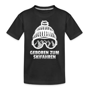 Ski Skifahrer geboren Skifahren Skiurlaub Geschenk - Kinder Premium Bio T-Shirt - Schwarz - Vorne