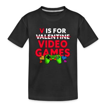 V est pour les jeux vidéo drôle de joueur de la Saint-Valentin - T-shirt bio Premium Enfant - noir - Devant