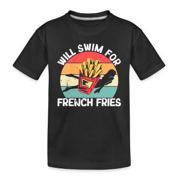 Lustiges Schwimmen Wassersport wird für Pommes - Kinder Premium Bio T-Shirt - Schwarz - Vorne