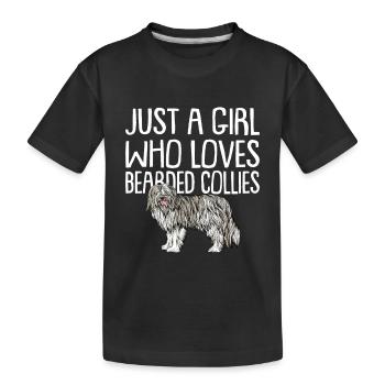 Bearded Collie Geschenk Hunde - Kinder Premium Bio T-Shirt - Schwarz - Vorne