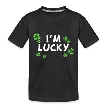 Shamrock St. Patrick's Day I'm Lucky - Kinder Premium Bio T-Shirt - Schwarz - Vorne