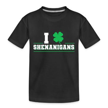 I Love Shenanigans Shamrock Irish Saint Paddy's - Kinder Premium Bio T-Shirt - Schwarz - Vorne