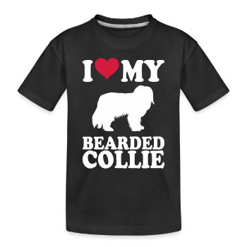 Bearded Collie Geschenk Hunde - Kinder Premium Bio T-Shirt - Schwarz - Vorne