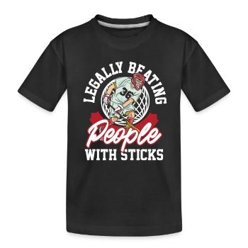 LAX Sticks Spiel Verteidiger Lax Ball Torwart - Kinder Premium Bio T-Shirt - Schwarz - Vorne