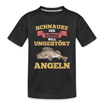 Angeln Rute König Männersport Geschenk - Kinder Premium Bio T-Shirt - Schwarz - Vorne