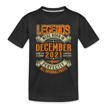 2021 Dezember Geburtstag Legende - Kinder Premium Bio T-Shirt - Schwarz - Vorne