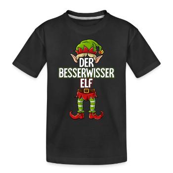 Besserwisser Elf Partnerlook Weihnachten - Kinder Premium Bio T-Shirt - Schwarz - Vorne