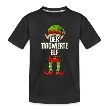 Tätowierte Elf Partnerlook Weihnachten - Kinder Premium Bio T-Shirt - Schwarz - Vorne