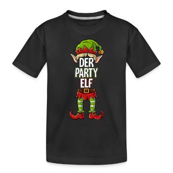Party Elf Partnerlook Weihnachten - Kinder Premium Bio T-Shirt - Schwarz - Vorne