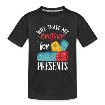 Échanger mon frère contre des cadeaux - T-shirt bio Premium Enfant - noir - Devant