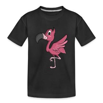 Funny Cartoon Flamingo - Kids' Premium Organic T-Shirt - black - Front