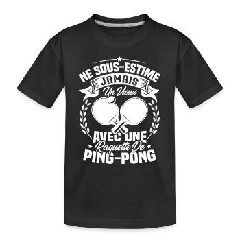 Un vieux avec une raquette de ping pong - T-shirt bio Premium Enfant - noir - Devant
