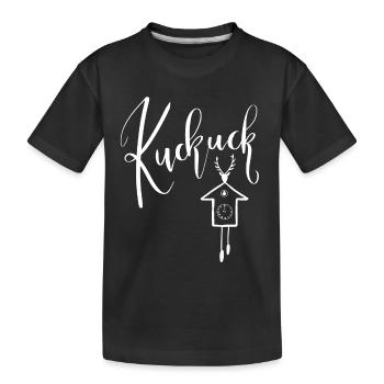 Kuckuck mit Kuckucksuhr Symbol Schwarzwald - Kinder Premium Bio T-Shirt - Schwarz - Vorne