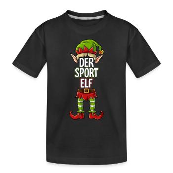 Sport Elf Partnerlook Weihnachten - Kinder Premium Bio T-Shirt - Schwarz - Vorne