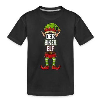 Biker Elf Partnerlook Weihnachten - Kinder Premium Bio T-Shirt - Schwarz - Vorne