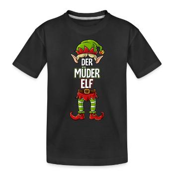 Müder Elf Partnerlook Weihnachten - Kinder Premium Bio T-Shirt - Schwarz - Vorne