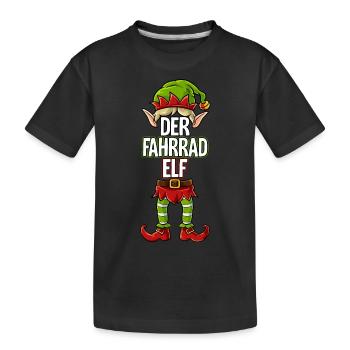 Fahrrad Elf Partnerlook Weihnachten - Kinder Premium Bio T-Shirt - Schwarz - Vorne