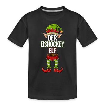 Eishockey Elf Partnerlook Weihnachten - Kinder Premium Bio T-Shirt - Schwarz - Vorne