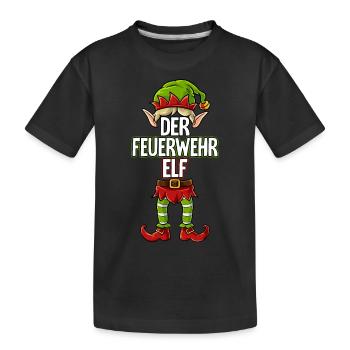 Feuerwehr Elf Partnerlook Weihnachten - Kinder Premium Bio T-Shirt - Schwarz - Vorne