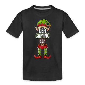 Gaming Elf Partnerlook Weihnachten - Kinder Premium Bio T-Shirt - Schwarz - Vorne