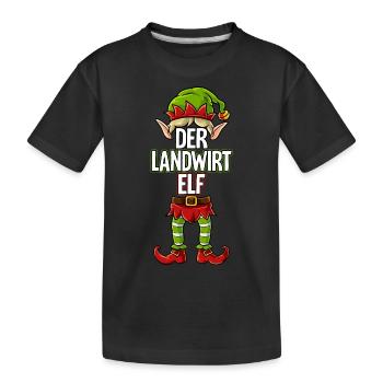 Landwirt Elf Partnerlook Weihnachten - Kinder Premium Bio T-Shirt - Schwarz - Vorne