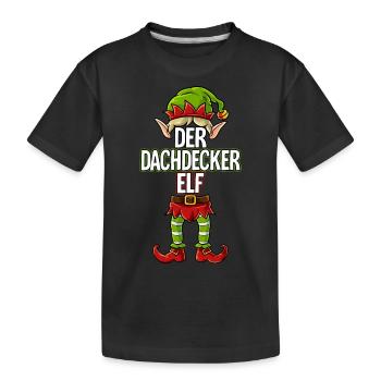 Dachdecker Elf Partnerlook Weihnachten - Kinder Premium Bio T-Shirt - Schwarz - Vorne