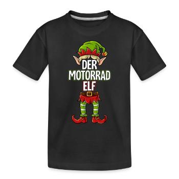 Motorrad Elf Partnerlook Weihnachten - Kinder Premium Bio T-Shirt - Schwarz - Vorne